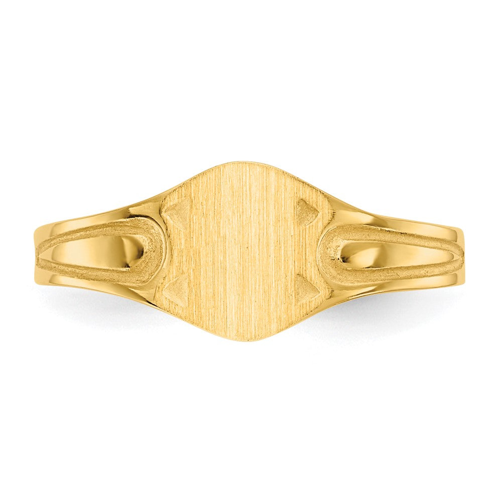 14K Yellow Gold 6.5x4.0mm Closed Back Children's Signet Ring