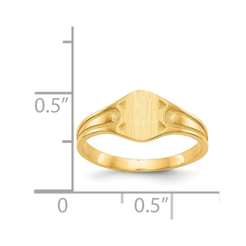 14K Yellow Gold 6.5x4.0mm Closed Back Children's Signet Ring