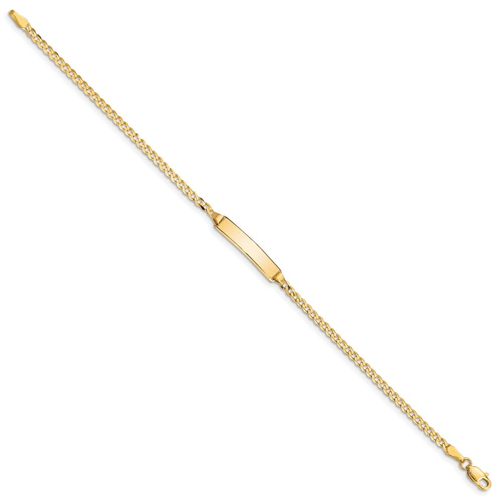 Solid 14K Yellow Gold Curb Link ID Bracelet