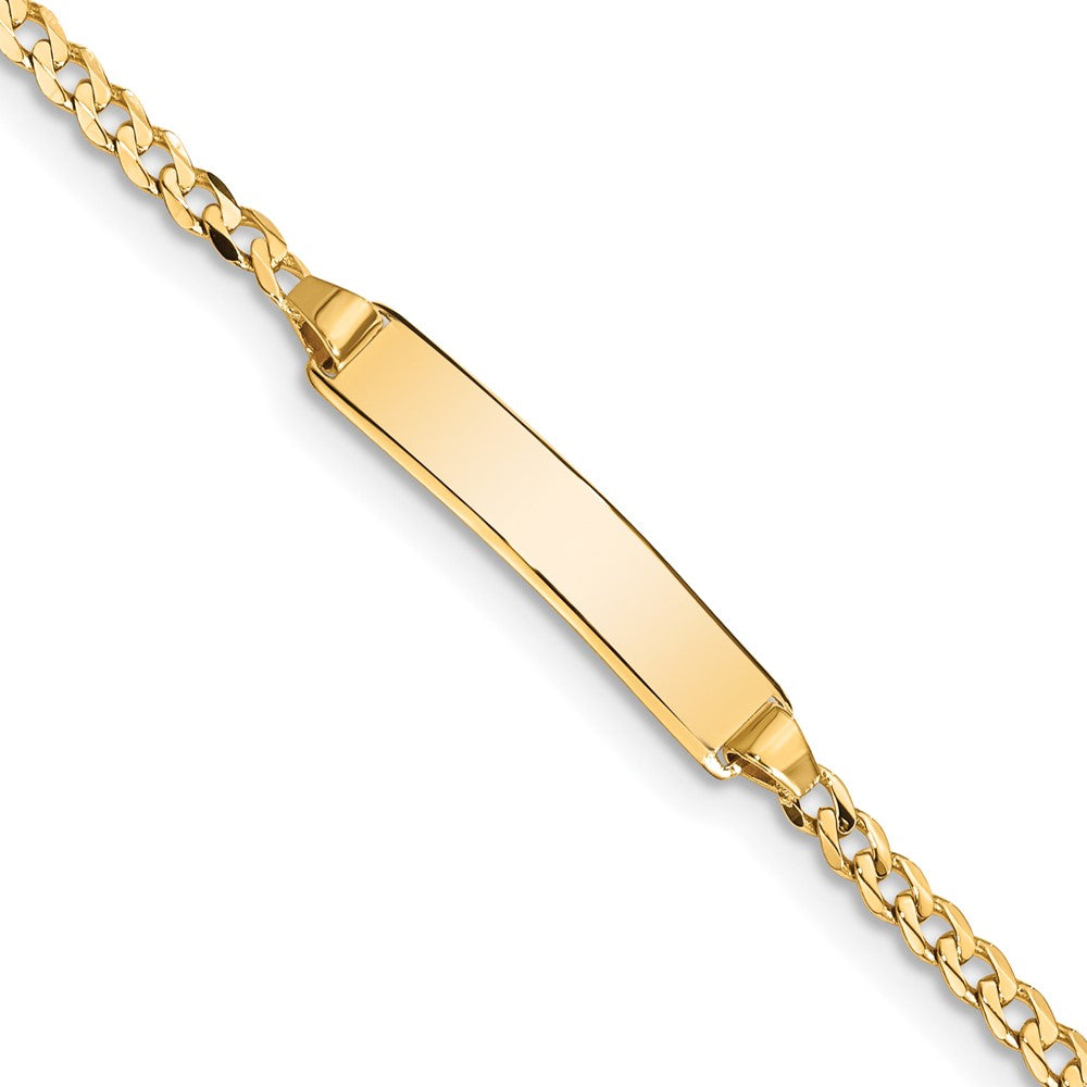 Solid 14K Yellow Gold Curb Link ID Bracelet