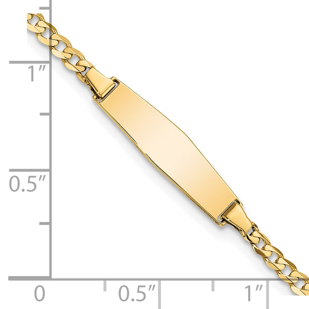 Solid 14K Yellow Gold Soft Diamond Shape Curb Link ID Bracelet