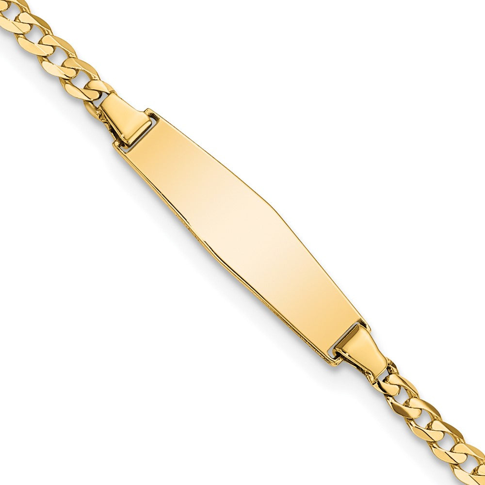 Solid 14K Yellow Gold Baby Soft Diamond Shape Curb ID Bracelet