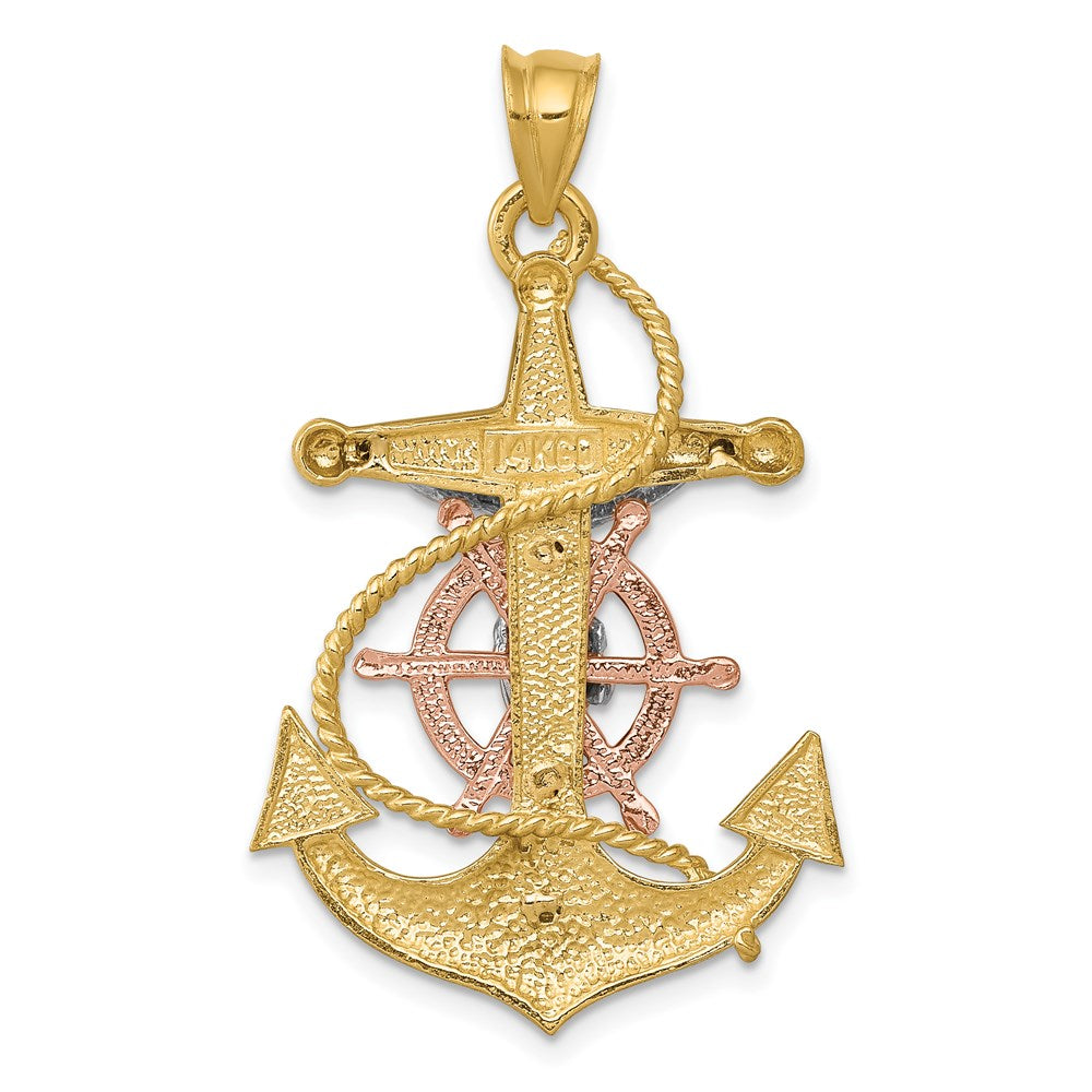 14k Tri-Color Gold Mariners Cross Pendant