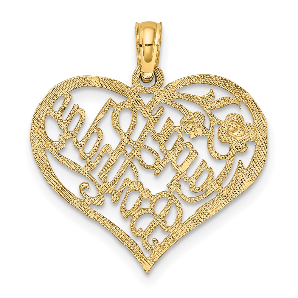 14k Yellow Gold Solid HAPPY BIRTHDAY Heart Charm