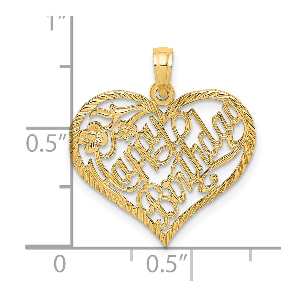 14k Yellow Gold Solid HAPPY BIRTHDAY Heart Charm