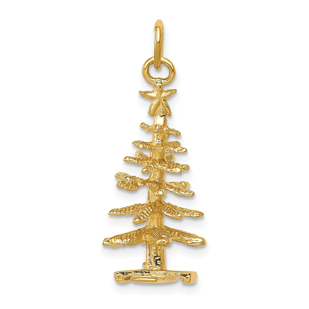 14k Yellow Gold 3-D Christmas Tree Charm