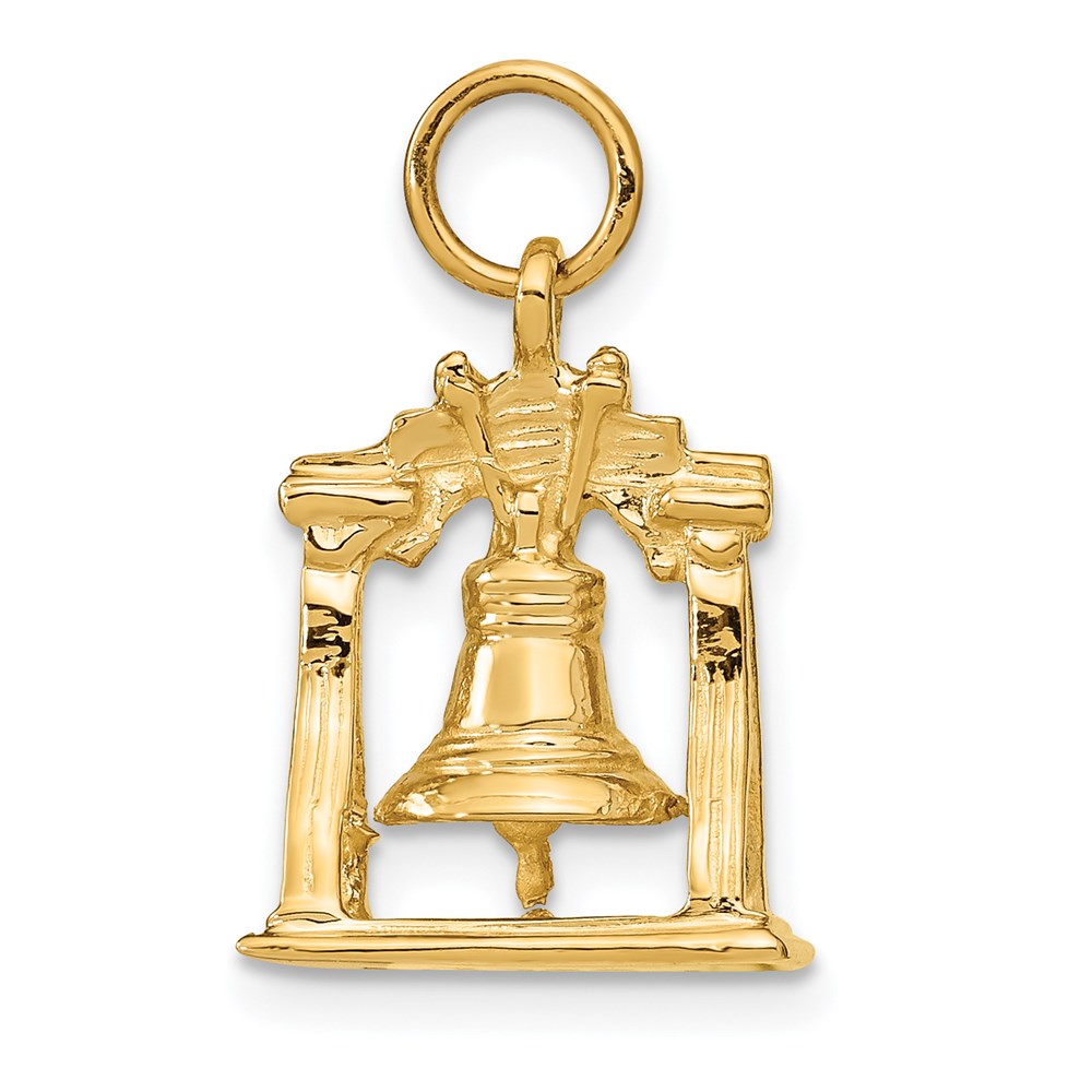 14k Yellow Gold Solid Polished 3-D Liberty Bell Charm