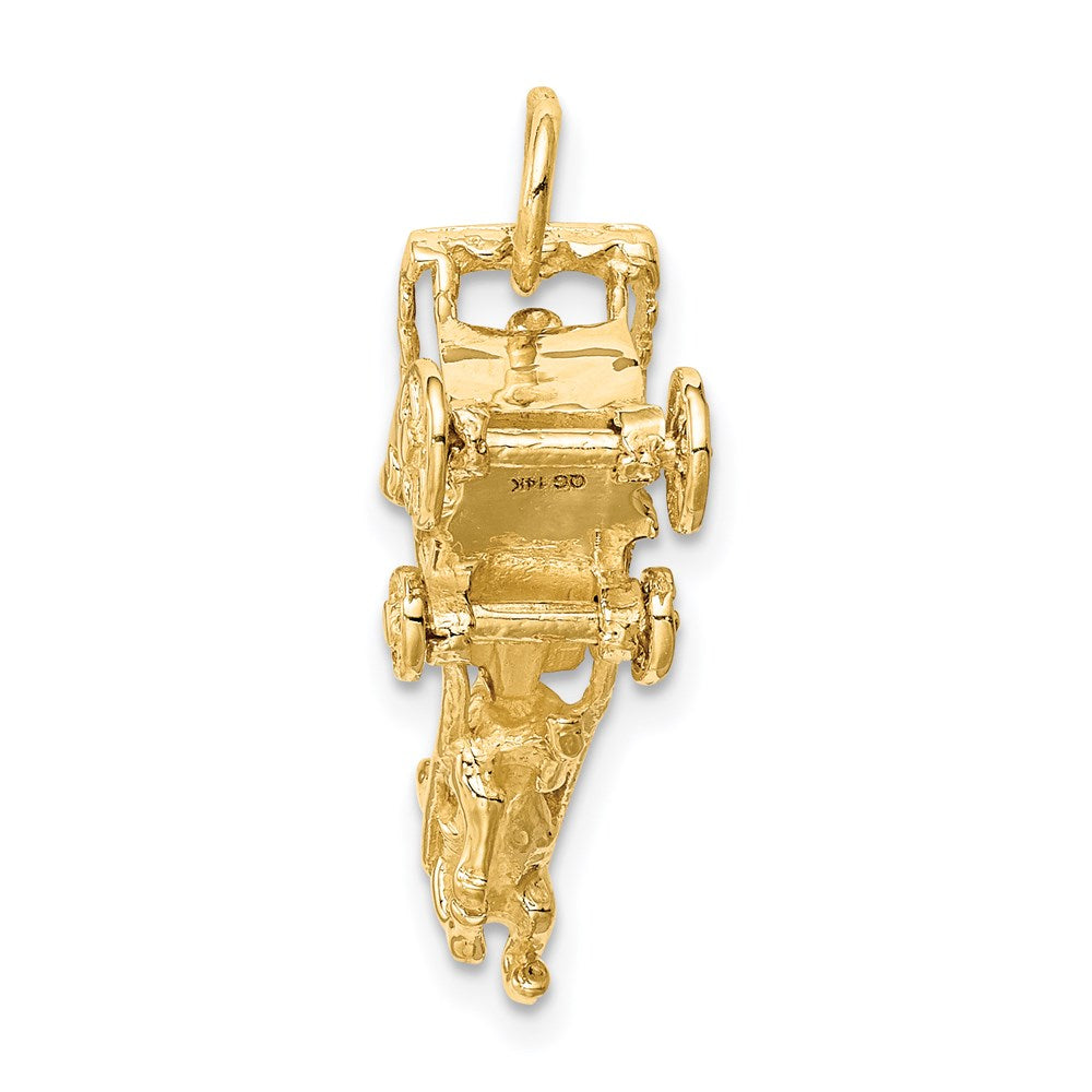 14k Yellow Gold Solid Polished 3-Dimensional Horse and Carriage Charm