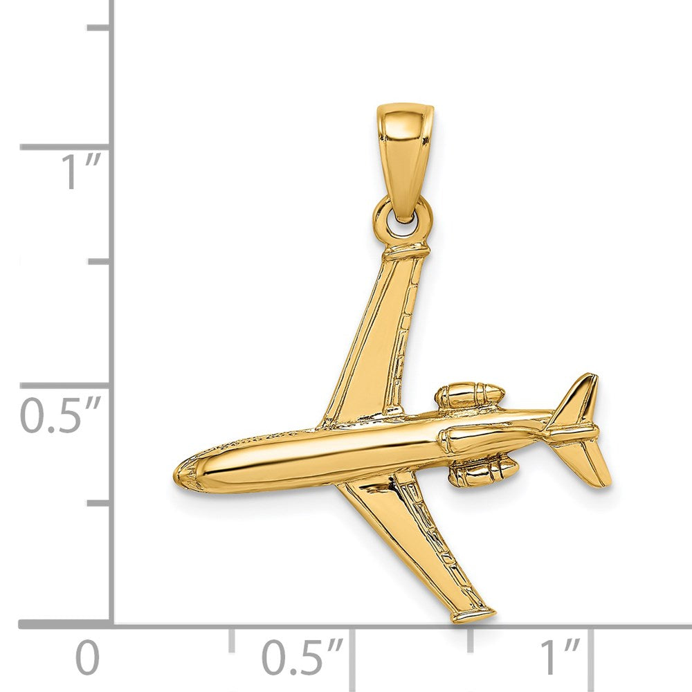 14k Yellow Gold 3-D Jet Charm