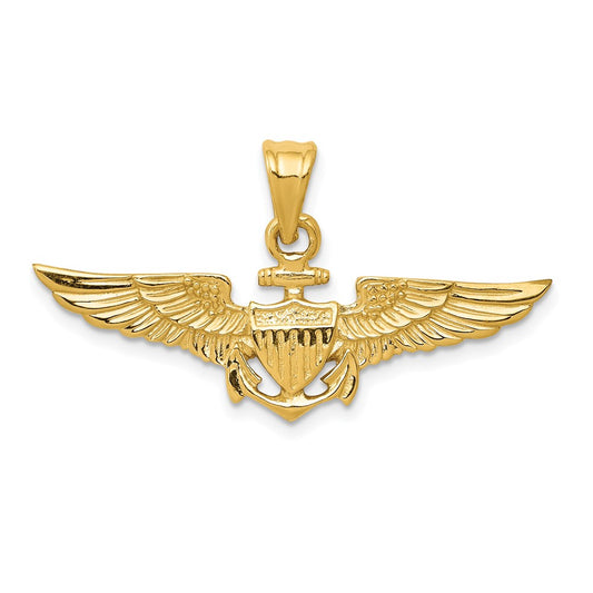 14k Yellow Gold Large US Naval Aviator Badge Pendant