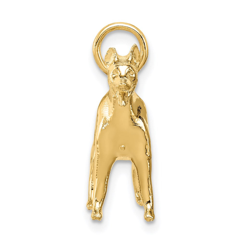 14k Yellow Gold Solid Polished 3-D German Shepherd Charm