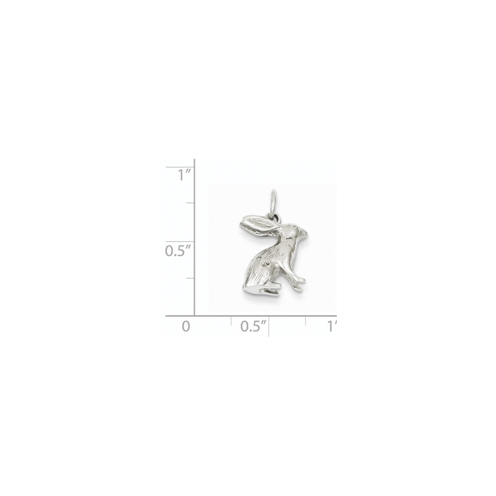 14k White Gold Solid Polished 3-Dimensional Rabbit Charm