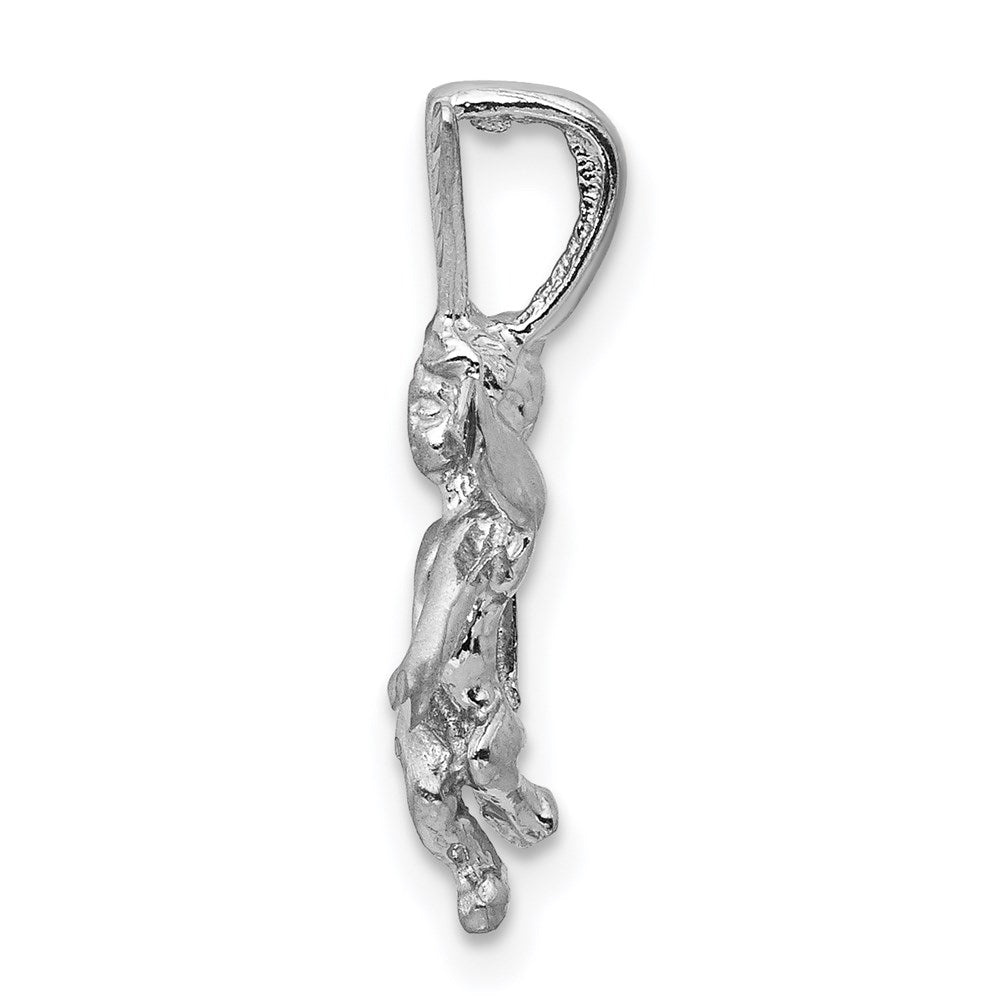 14k White Gold  3D White Gold Satin Angel Pendant