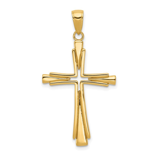 14k Yellow Gold Polished Solid Cross Pendant