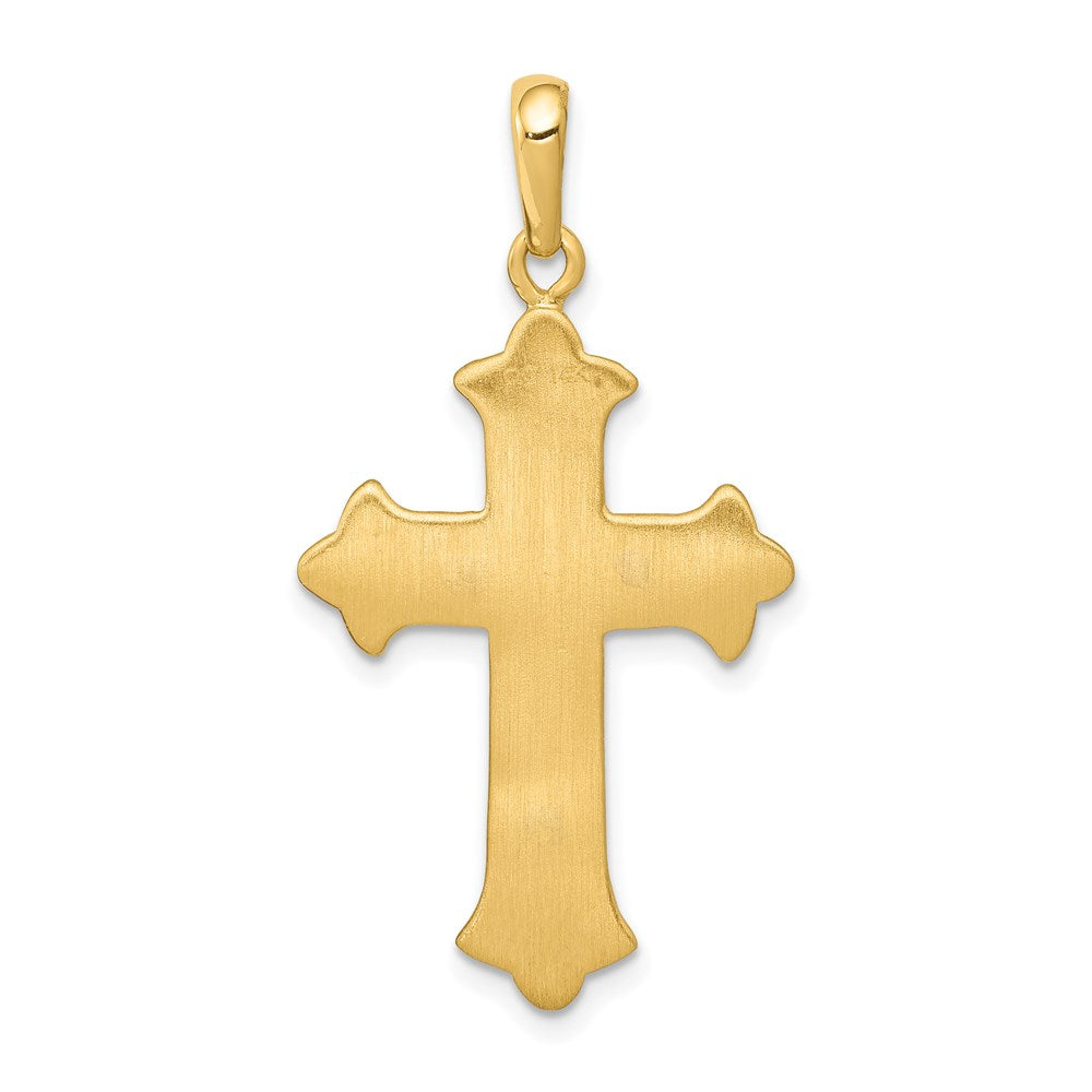 14k Two-tone Gold Fleur De Lis Cross Pendant