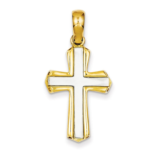 14k Two-tone Gold Fancy Cross Pendant