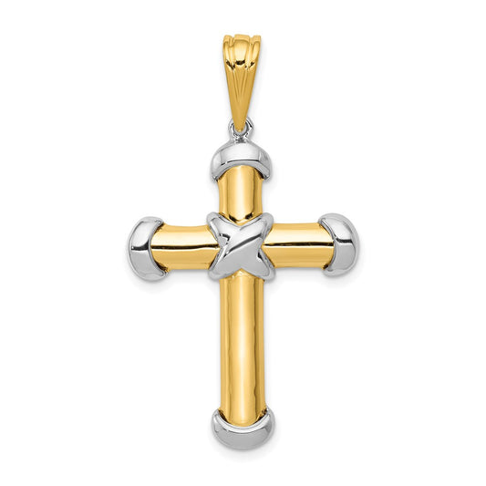 14k Two-tone Gold Fancy Cross Pendant