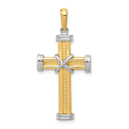 14k Two-tone Gold Fancy Cross Pendant