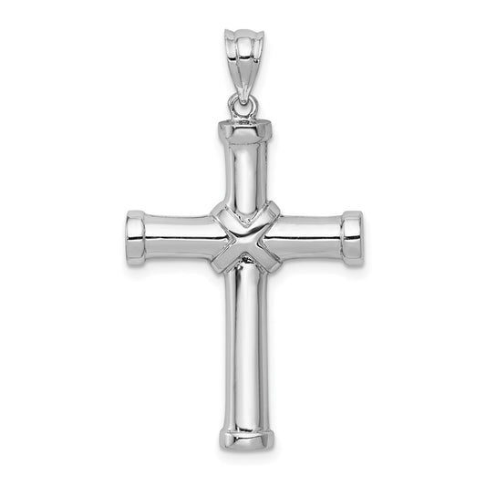 14k White Gold Polished Cross Pendant