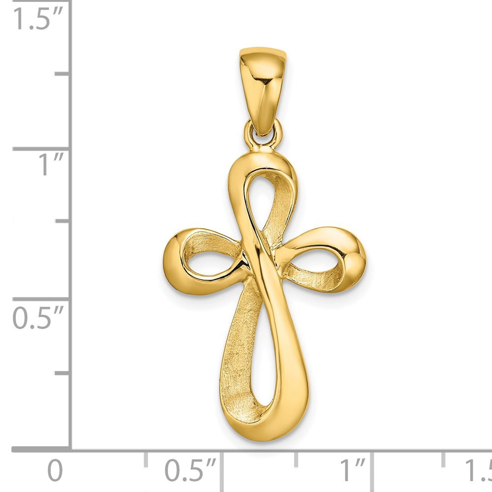 14k Yellow Gold Polished Cross Charm