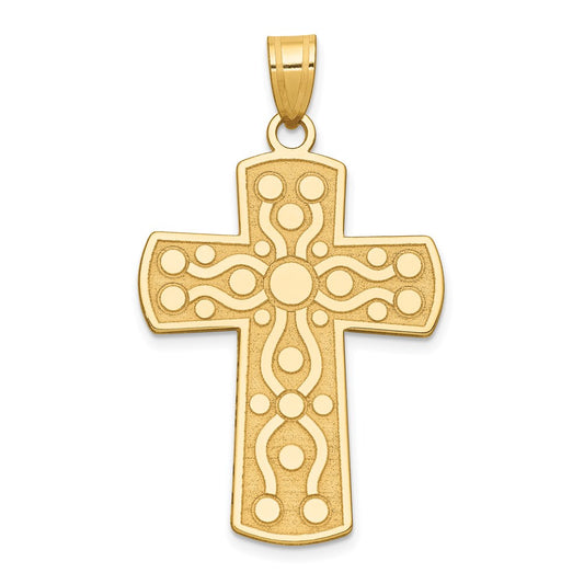 14k Yellow Gold Cross Pendant w/Serenity Prayer on Back