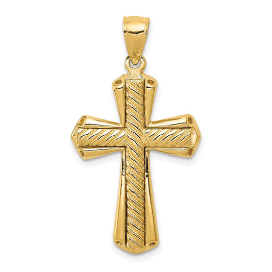 14k Yellow Gold Twisted Cross Pendant