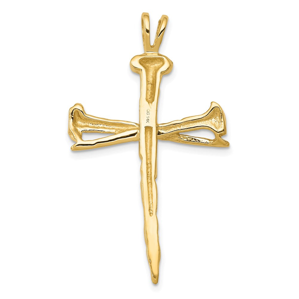 14k Yellow Gold Polished Nail Cross Charm