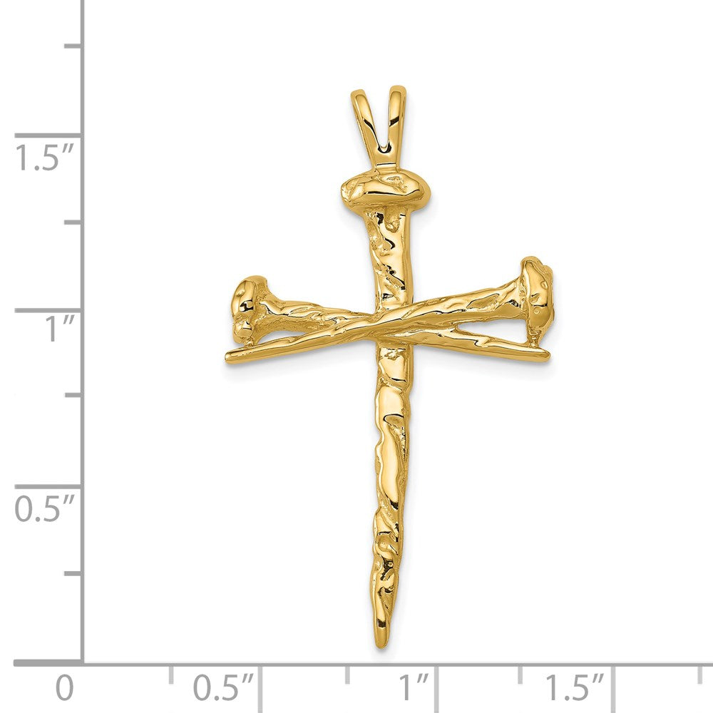 14k Yellow Gold Polished Nail Cross Charm