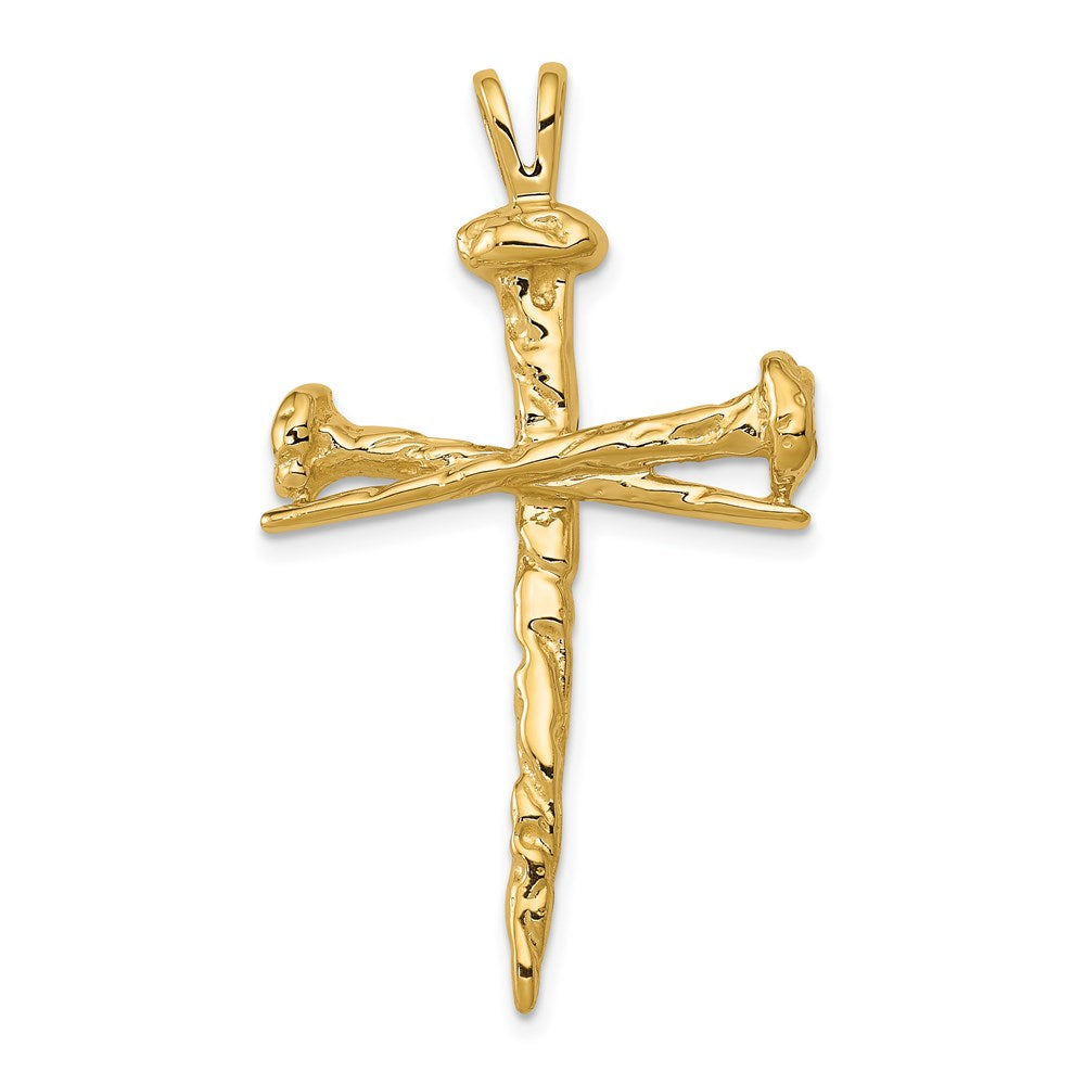 14k Yellow Gold Polished Nail Cross Charm