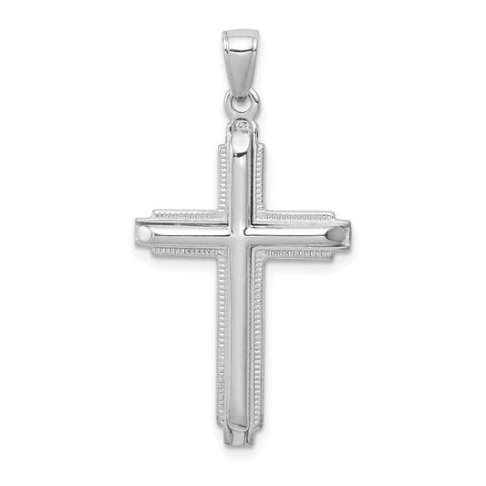 14k White Gold Polished Cross Pendant