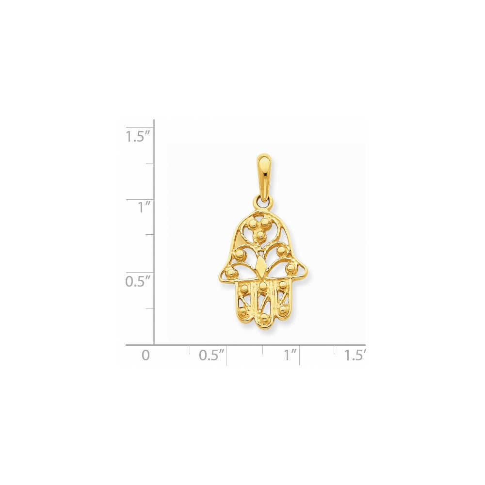 14k Yellow Gold Filigree Chamseh Pendant