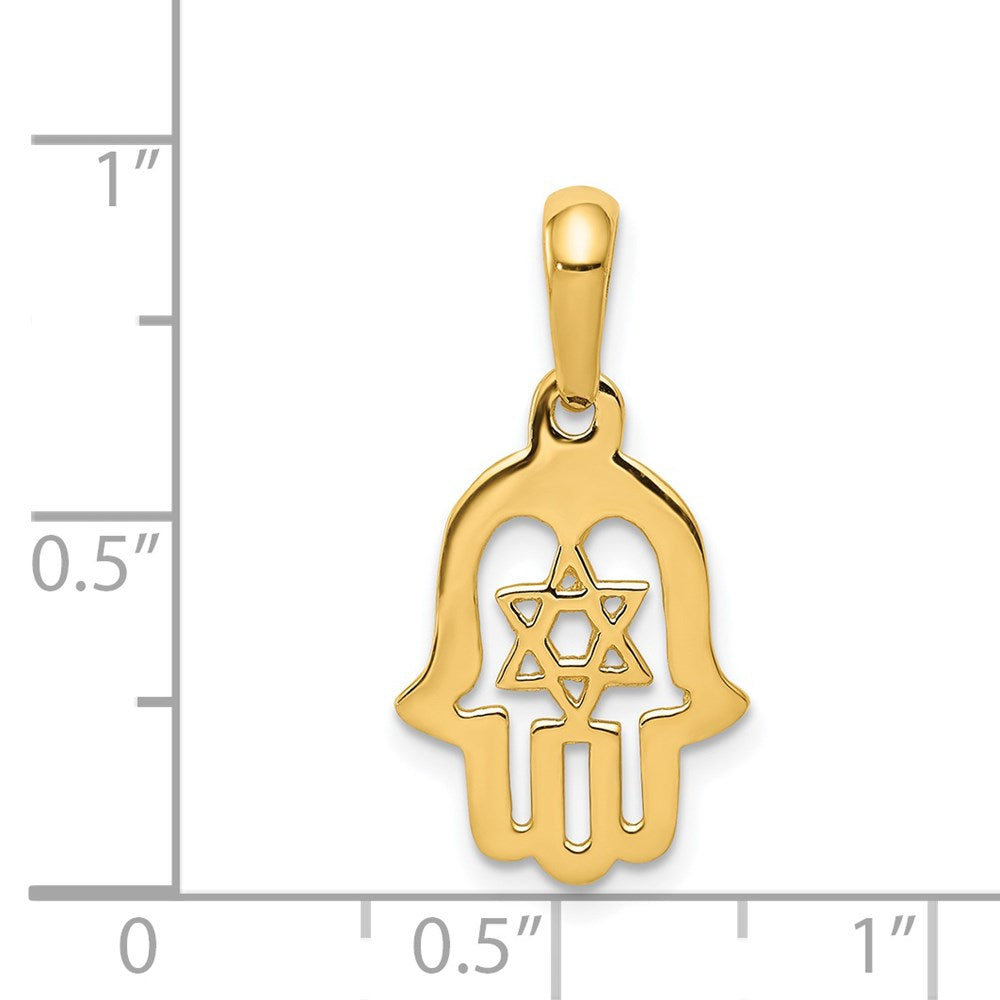 14k Yellow Gold Star of David Chamseh Pendant