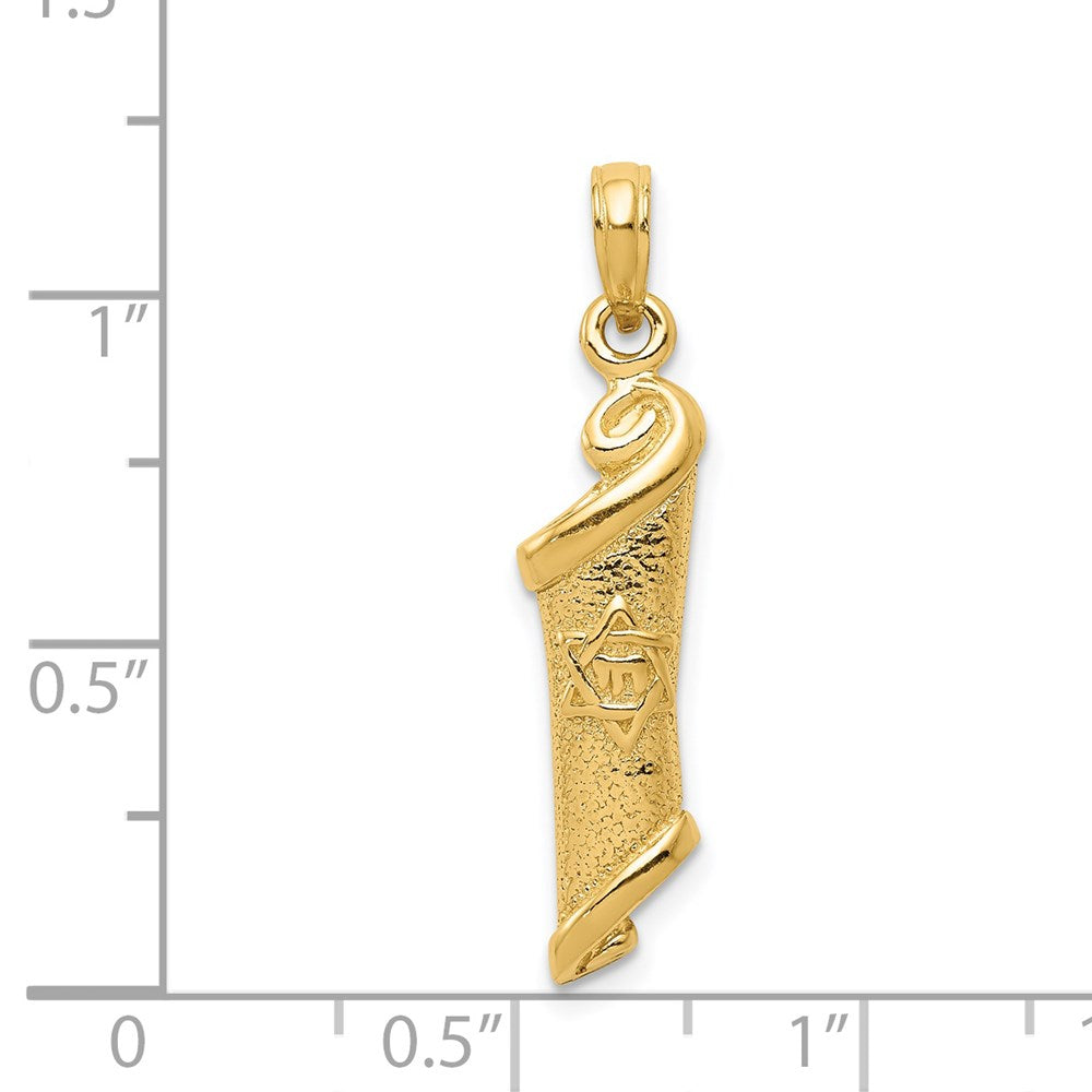 14k Yellow Gold Torah w/Star of David Pendant