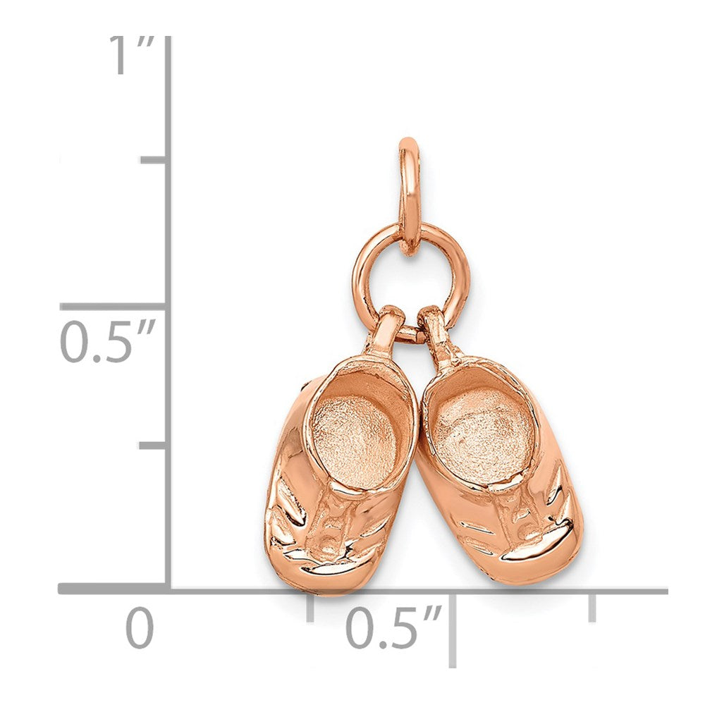 14k Rose Gold 3D Moveable Rose Gold Baby Shoes Charm