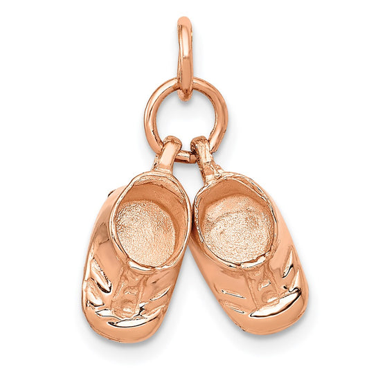 14k Rose Gold 3D Moveable Rose Gold Baby Shoes Charm