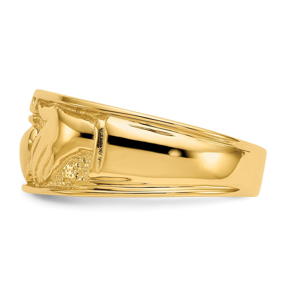 14K Yellow Gold Polished Men's Claddagh Band