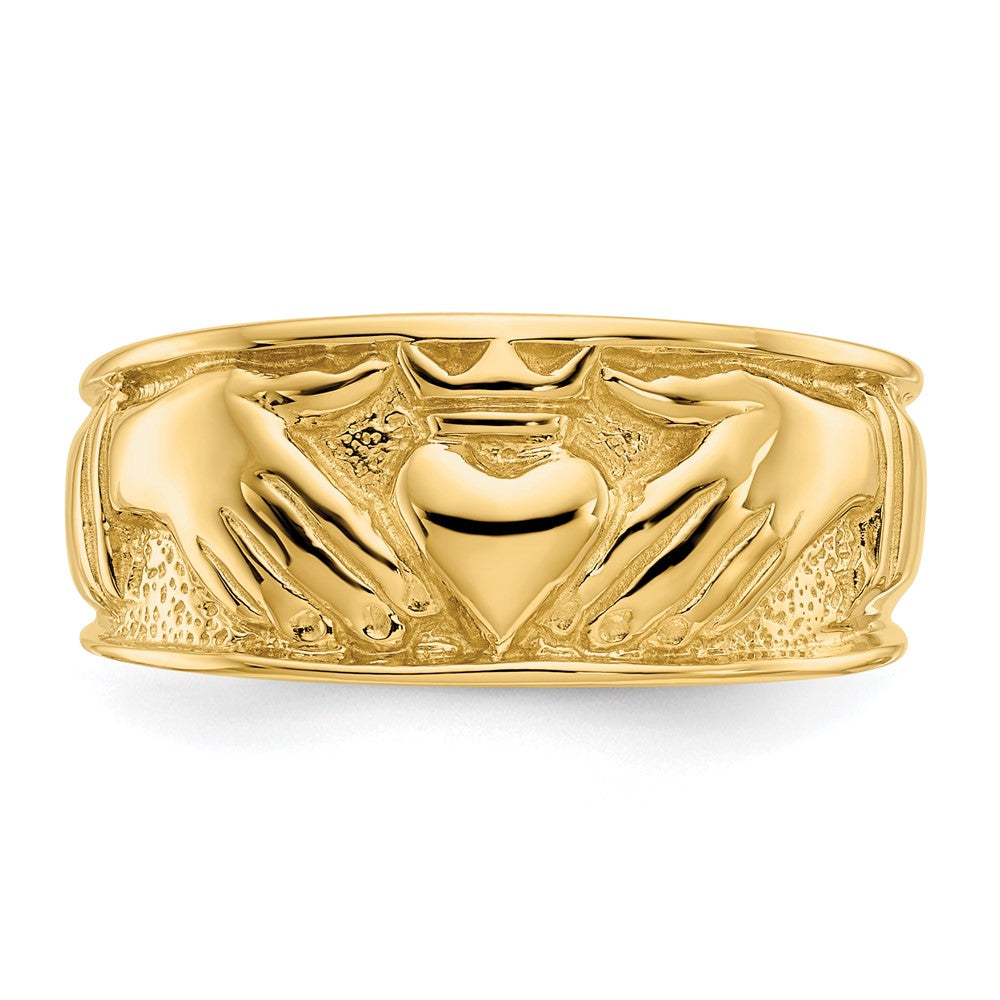 14K Yellow Gold Polished Men's Claddagh Band