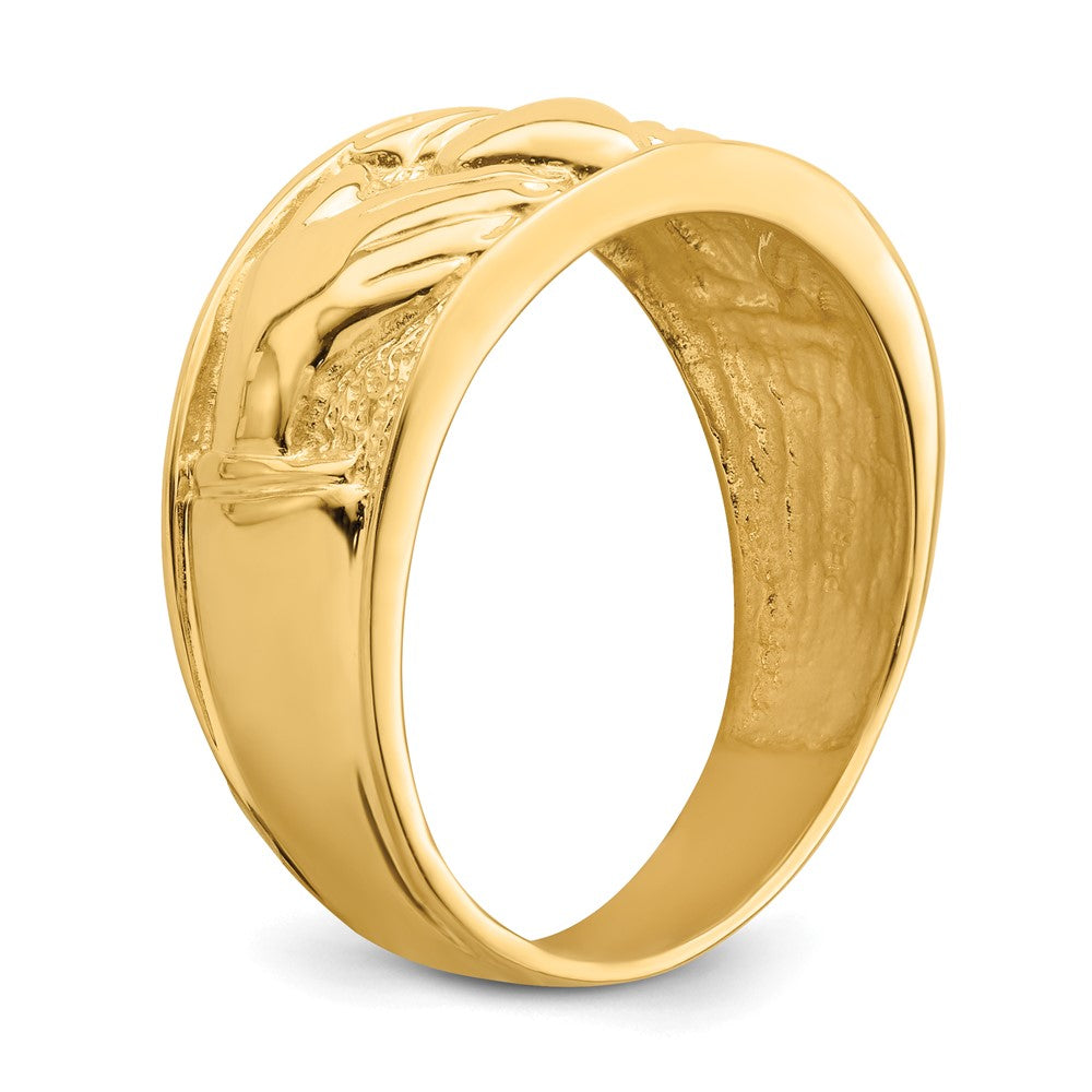 14K Yellow Gold Polished Men's Claddagh Band