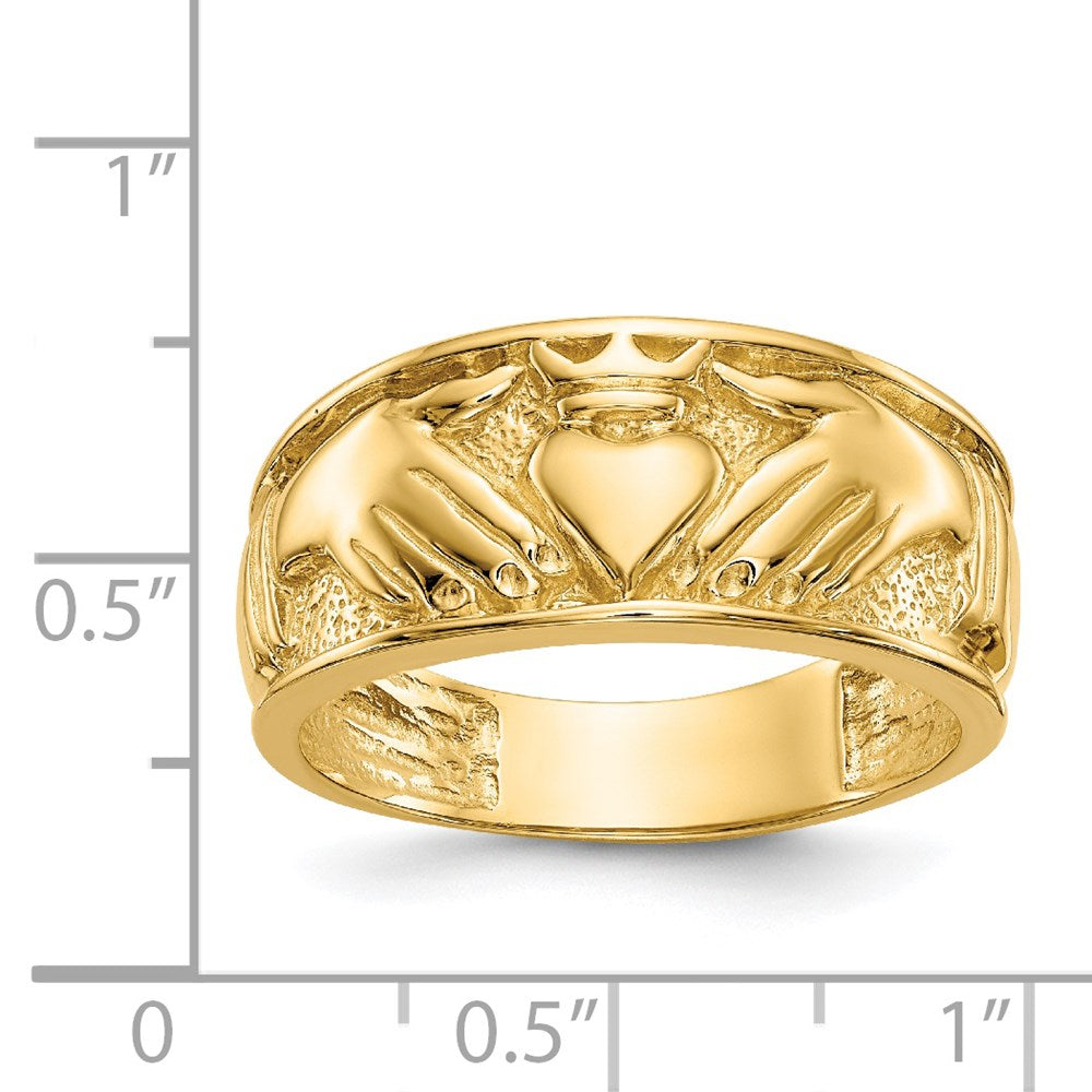 14K Yellow Gold Polished Men's Claddagh Band