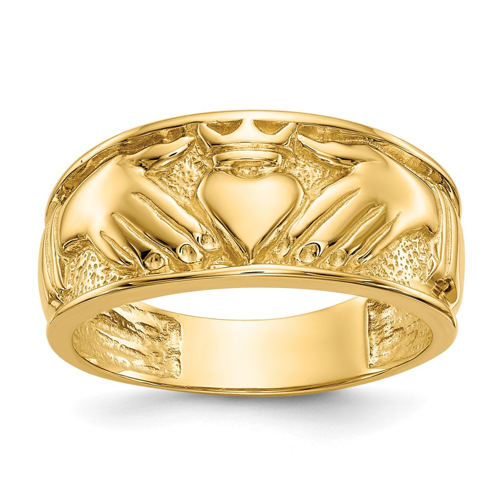 14K Yellow Gold Polished Men's Claddagh Band