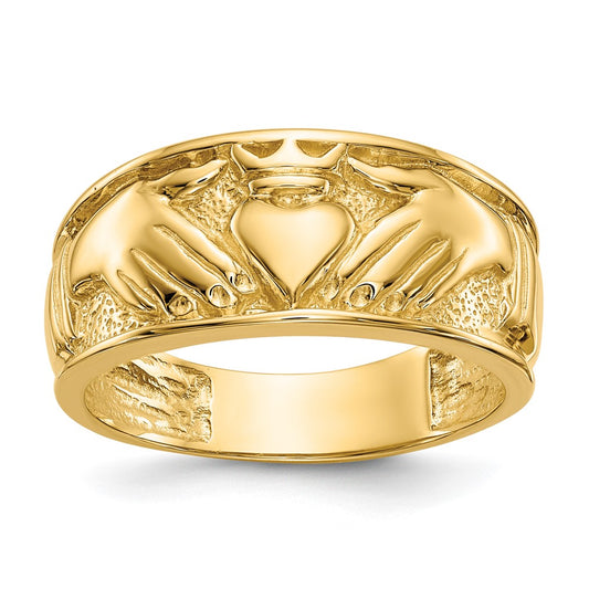 14K Yellow Gold Polished Men's Claddagh Band