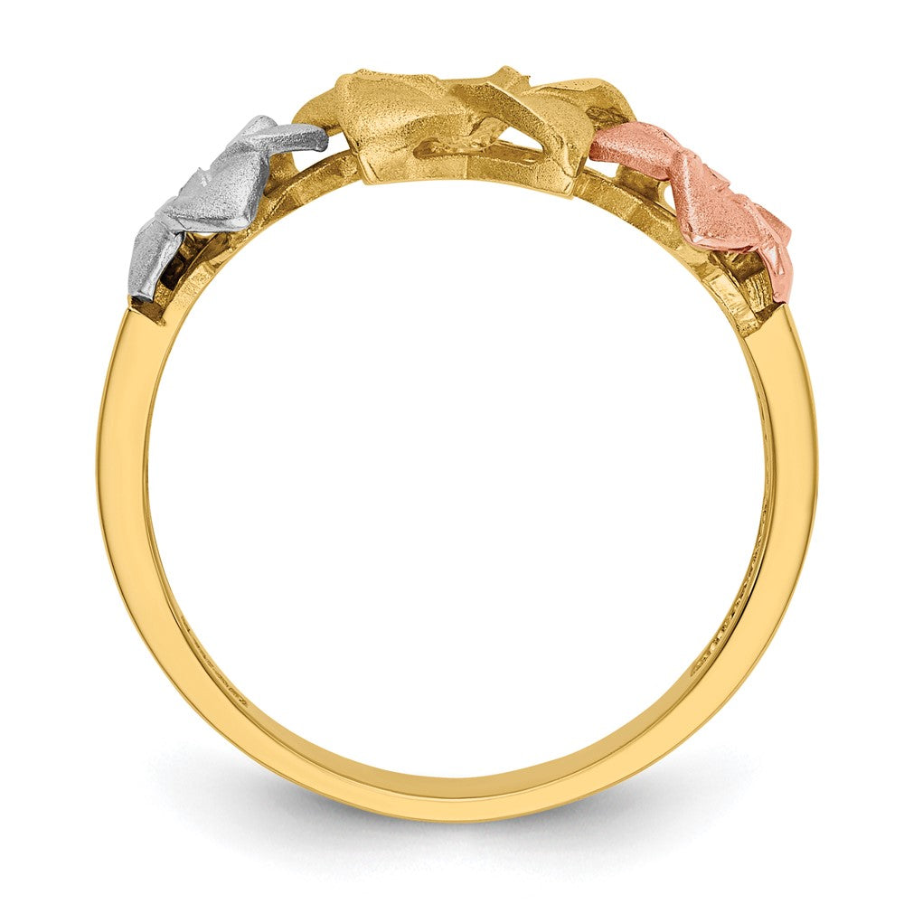 14k Tri-color Gold Plumeria Ring