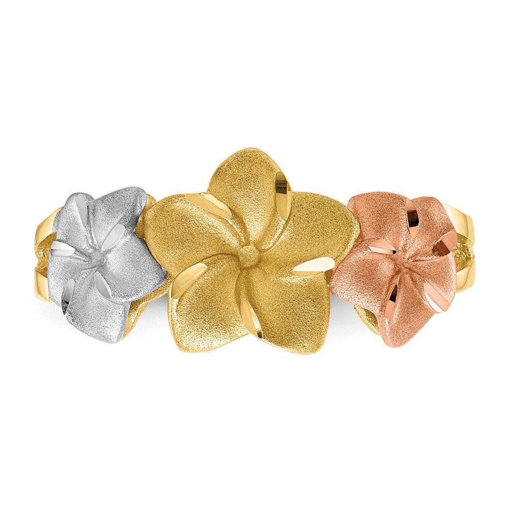 14k Tri-color Gold Plumeria Ring