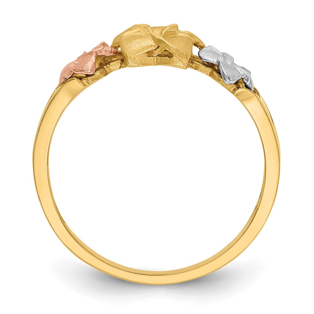 14k Tri-color Gold Plumeria Ring