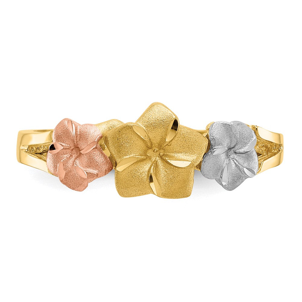 14k Tri-color Gold Plumeria Ring