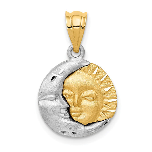 14k Two-tone Gold Sun and Moon Charm