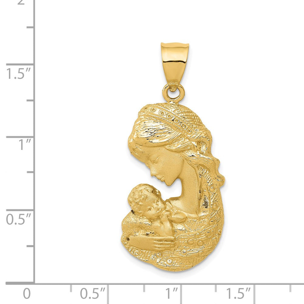 14k Yellow Gold Solid Satin Polished Mother Holding Child Charm