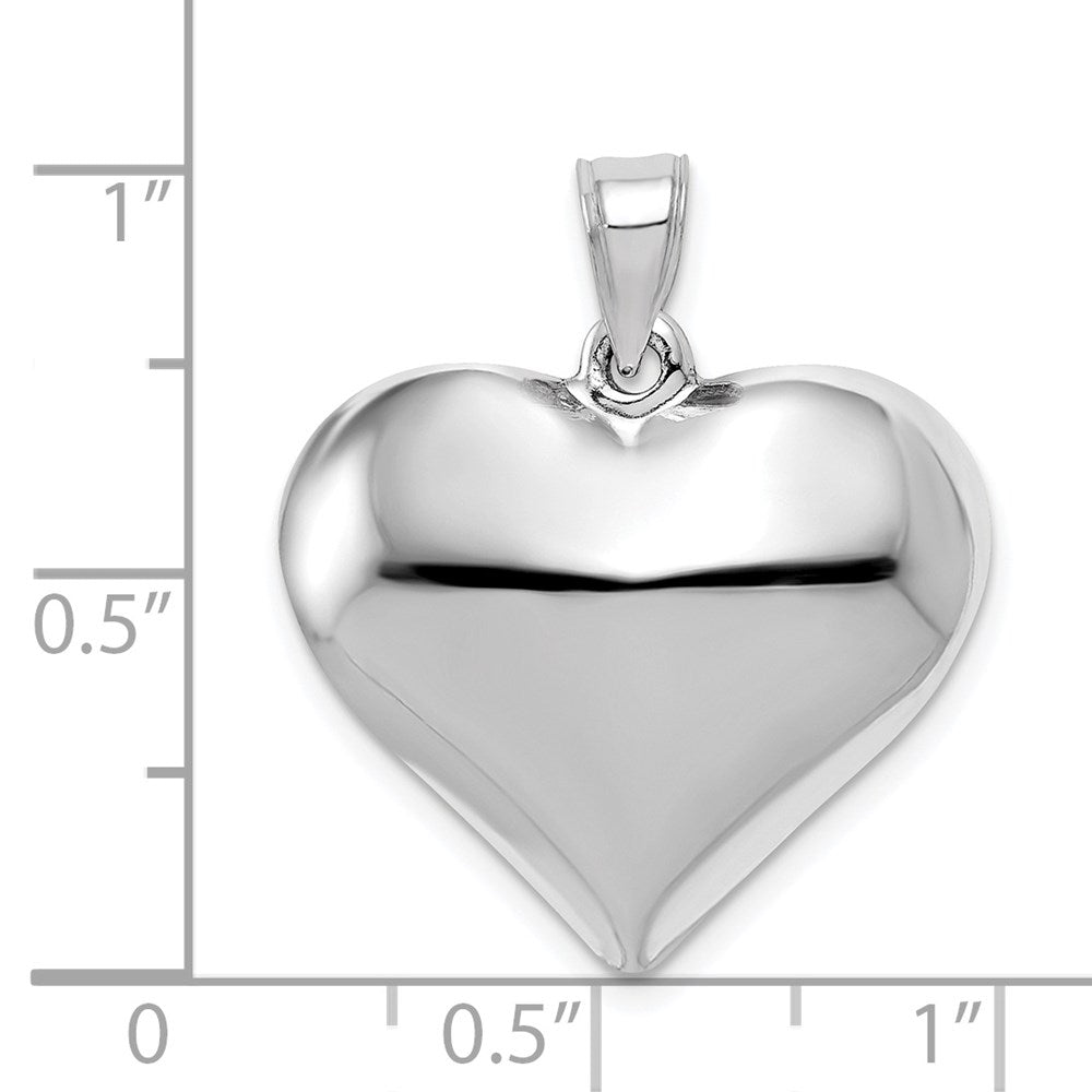 14k White Gold Polished 3D Puffed Heart Pendant