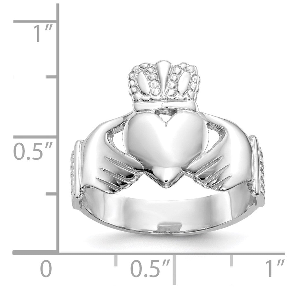 14k White Gold Men's Claddagh Ring