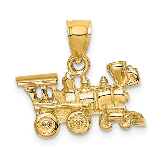 14k Yellow Gold 3-D Locomotive Charm